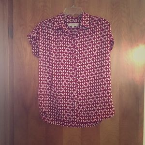 Loft Red and White Blouse